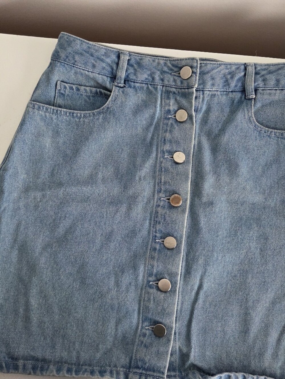 Women's Light Blue Denim Button-Front Skirt - Size Medium - Twik Denim